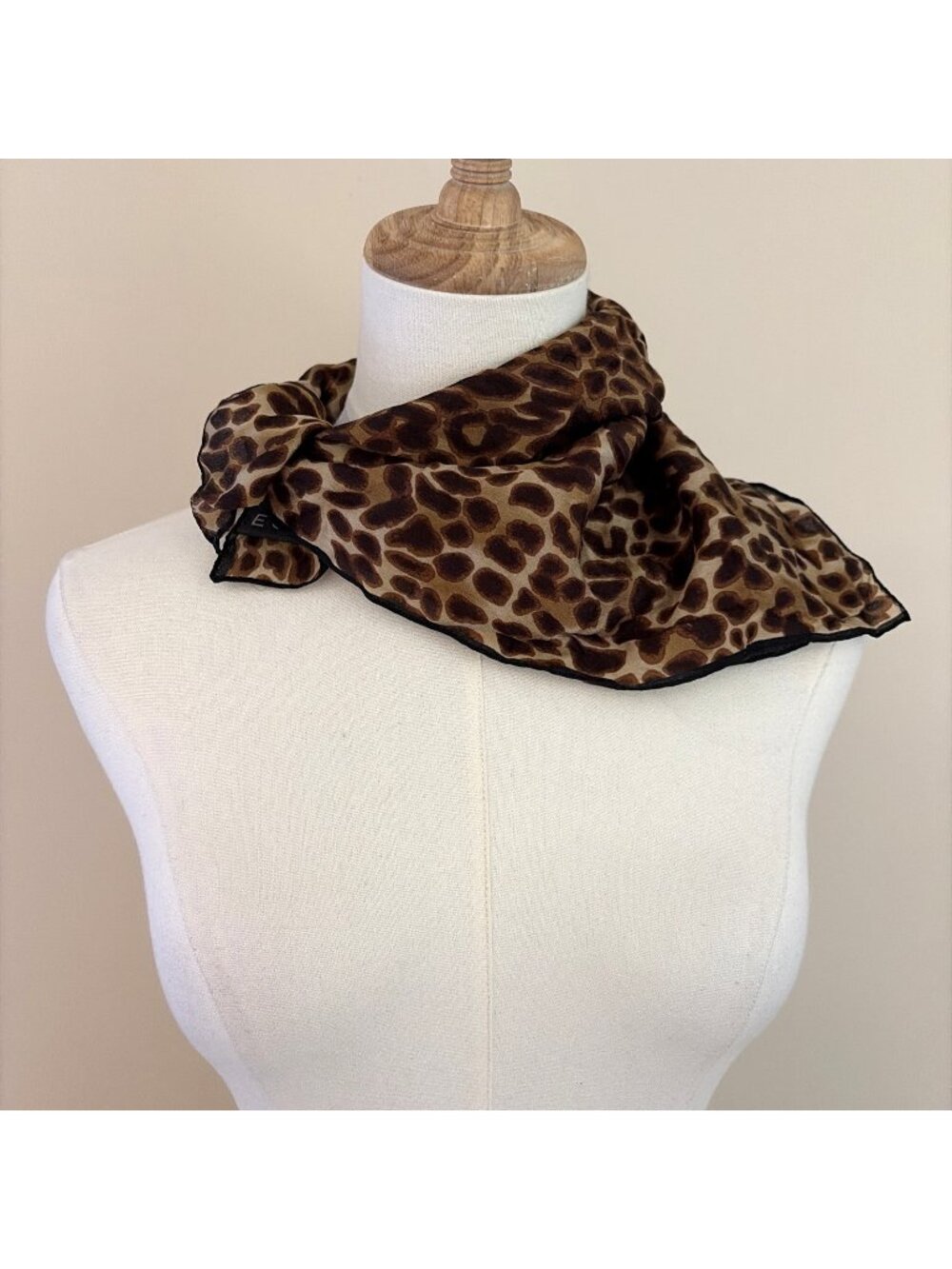 Vintage Echo Leopard Print Scarf 100% Silk Square 20โ X 20โ Luxury Old Money